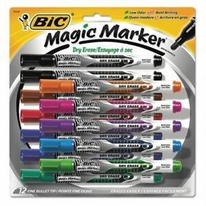 BIC GELIPP121-AST Dry Erase Markers,Assorted,PK12