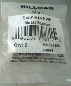 [2] HILLMAN 14 X 1 STAINLESS STEEL HWH OVAL METAL SCREWS CAP HED **LICENSE PLATE