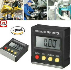 2x Digital LCD Inclinometer Level Box Protractor Angle Finder Bevel Gauge Magnet