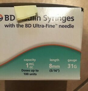 NEW 90 count BD Syringes 1 mL 8mm 31g 9 sealed packs of 9