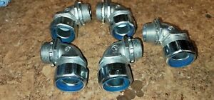 Box (5) Thomas Betts T&amp;B 5354 LIQUIDTIGHT 1&#034; 90 Flex CONDUIT CONNECTOR Insulated