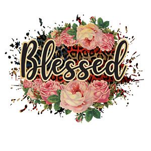 Sublimation Heat Transfer Fall Autumn Blessed Flowers Leopard Print
