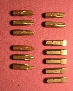 13 Insert Bits, all are 1/4&#034; SAE, 5-Apex 445-3, 3- 440-2PP, 3- 440-3P &amp; 2- 440-3