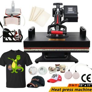 5 in 1 Heat Press Machine Digital Transfer Sublimation for T-Shirt Hat 15&#034;x11&#034;