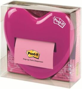Post-it Pop Up Heart Note Dispenser 50 Pink Post Its Included Office Desk NEW