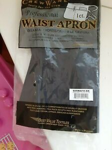 Crew Ware Waist Apron with 3 Pockets Black Waitress Waiter Server Aprons NIP