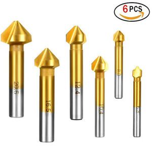 6Pcs Durable 90 Degree HSS Chamfer Cutter Bit Chamfering Countersink Drill Bits