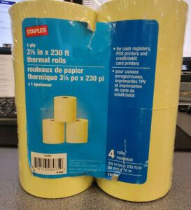 Staples 4-pack Thermal Rolls credit card/POS machine 3 1/8&#034; x 230&#039; Feet! Sealed!