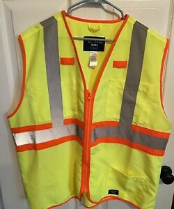 Walls Work Wear Safety Yellow/Orange Reflective Full Zip Vest