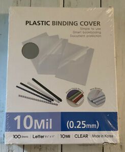 NEW Clear Plastic Binding Covers 10 Mil. 8-1/2 X 11 [100]