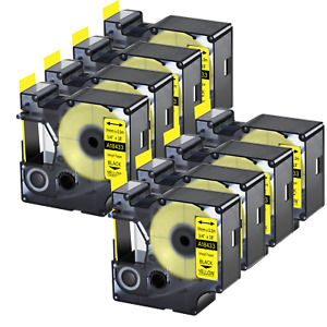 8PK 18433 Vinly Label Tape for Dymo Rhino 5000 6000 Black on Yellow 19mm x 5.5m