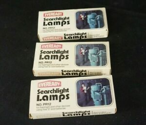 Original New Old Stock EVEREADY SEARCHLIGHT LAMPS ~ 24 Flashlight Bulbs #PR12FP