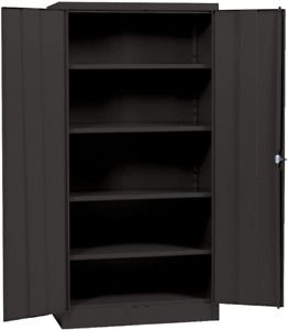 Sandusky Lee Black Steel Snapit Storage Cabinet | 4 Adjustable Shelves | 72&#034; H X