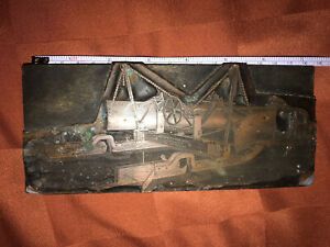 Antique LARGE Letterpress Type Set Wood Block Stamp PATENT IMPROVED SNOW PLOW