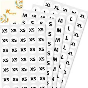3/4&#034; Size Stickers for Clothing, Round Labels - 5 Sizes (XS, S, M, L, XL), Pack