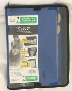 Five Star Expanding File, 7-Pocket Expandable Filing Folder,Zipper Closure, NEW