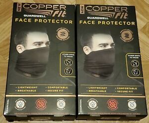 Copper Fit Face Protector Lot of 2 By Guardwell Adult Unisex Charcoal Brand New