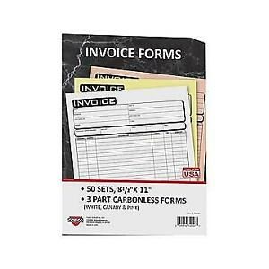Cosco Business 3-Part Carbonless Invoices Book, 8.5 X 11, 50 Sets/Book, Each