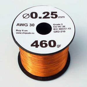 0.25 mm 30 AWG Gauge 460 gr ~1030 m (1 lb) Magnet Wire Enameled Copper Coil