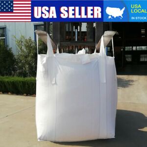 3300LBS Heavy Duty FIBC Bulk 1.5 Ton Bag 35x35x43&#034; Duffle Top Flat Bottom