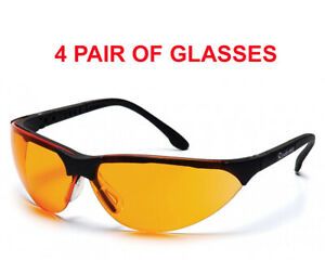 4 NEW PAIR PYRAMEX RENDEZVOUS BALLISTIC SAFETY GLASSES ORANGE LENS SB2840S