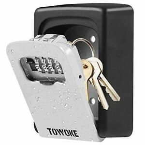 Key Lock Box Wall Mount - TOWOKE Waterproof Combination Key Safe Box for Outs...