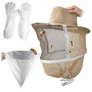 Bee Keepers Hats, Bee Keeping Gloves, Honey Filter Strainer, 3In1, Beige