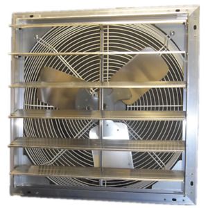 Hessaire Shutter Exhaust Fan 1785 CFM Corrosion Resistant Wall Mount Silver