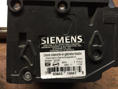 Siemens ITE Q3100 Circuit Breaker used