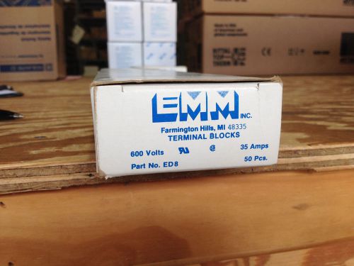 Emm terminal block ed8 10-22awg white ul w/ wire clamp 600v *new set of 50* for sale