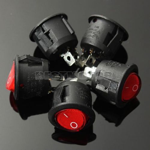 5pcs 250v 125v car illuminated rocker light on-off spst switch round button red for sale