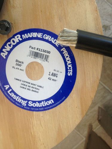 1 Awg Gauge Black Ancor Marine Tinned Copper Boat Battery Cable Wire 20&#039; Min
