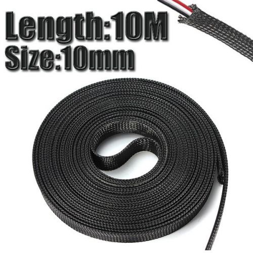 10mm 10M/393inch PET Braided Expandable Auto Wire Cable Gland Sleeves Sleeving