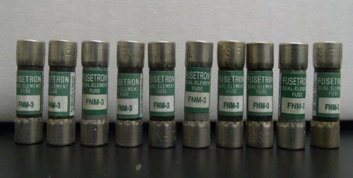 10 brand new buss fusetron fnm-3 fuses dual-element 250v for sale