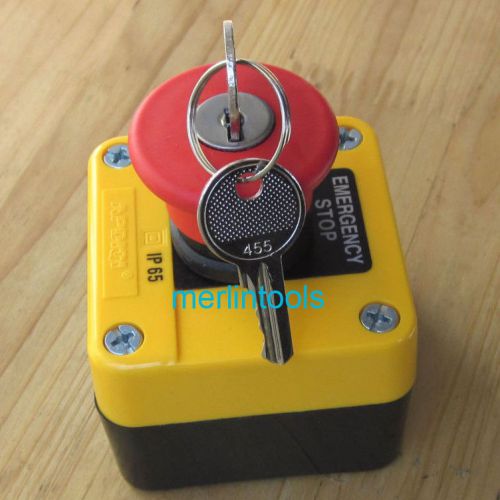 Red Sign Emergency Stop Push Button Switch &amp; Key / 660V