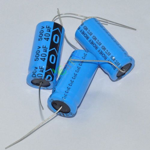 5pcs 500V 40uf 85C New long copper leads Axial Electrolytic Capacitor audio amps