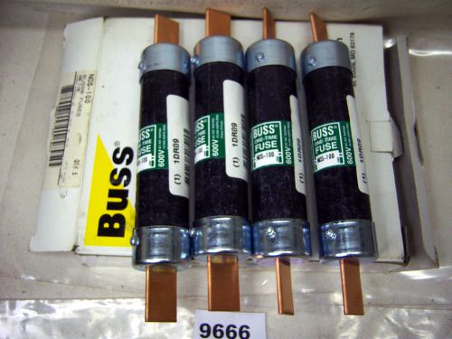 (9666) Lot of 4 Buss NOS-100 Fuses 100A 600VAC One-Time