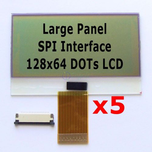 5pk serial:spi large 12864 128x64 dot graphic lcd+smd socket for arduino/avr/pic for sale