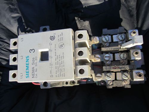 Siemens Size 3 Starter SXL EO 90 Amp 240V Coil with Aux.   FH 86 overloads.