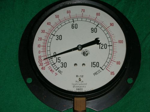 Marsh 30 in hg vacuum / 150 psi pressure gauge #5801 panel surface mount r-12 for sale