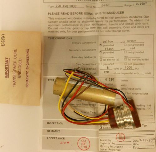 Schaevitz engineering linear variable differential transformer 250xs-q-0039 nnb for sale
