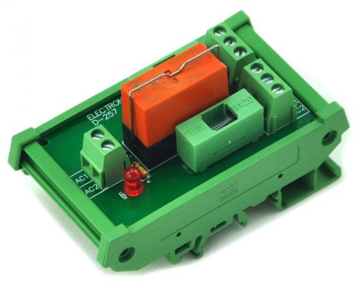 DIN Rail Mount Fused DPDT 8A Power Relay Interface Module, AC Coil 230V Relay.