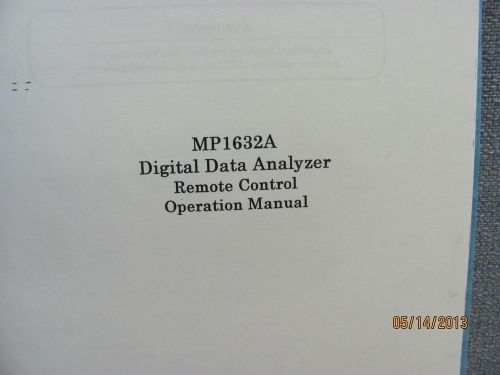 ANRITSU MODEL MP1632A: Digital Data Analyzer - Operation Manual # 16741