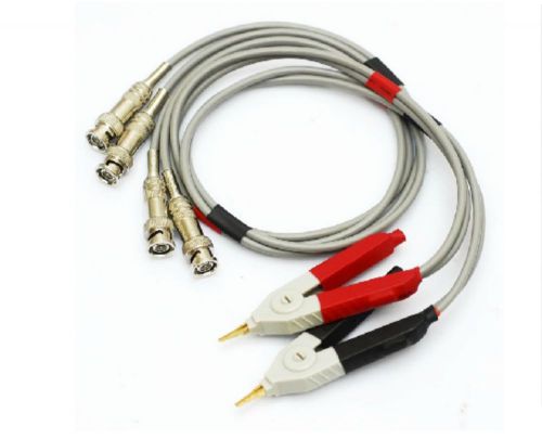 LCR Meter Test Leads Clip Kelvin Wires With 2 BNC per Channel (Red + Black)