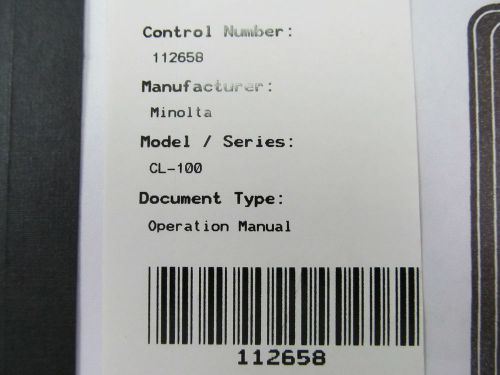 Minolta CL-100 Chroma Meter Operation Manual