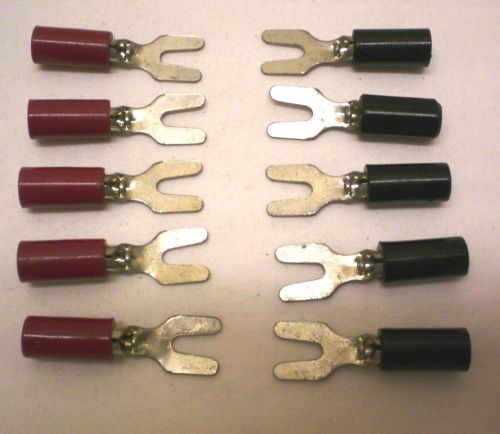Test lead banana plug to fork adaptor, lot of 10, 5r5b, h. h. smith, made in usa for sale