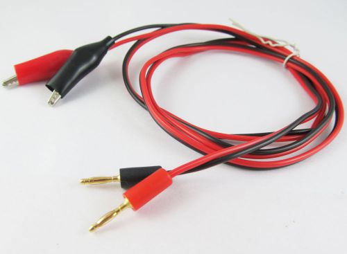 1pair 2mm gold banana plug hard plastic to alligator clip test probe cable 1m for sale
