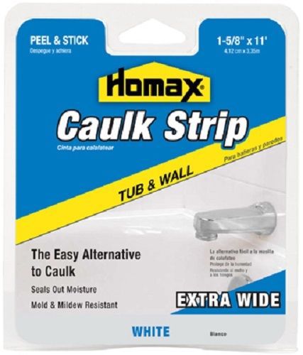 Homax 2 Pack, 7/8&#034; x 11&#039;, White, Medium Tub &amp; Wall Caulkstrip