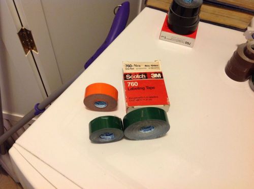 Scotch 760 labeling tape 3/4&#034;, green and orange,(3 partial rolls) for sale