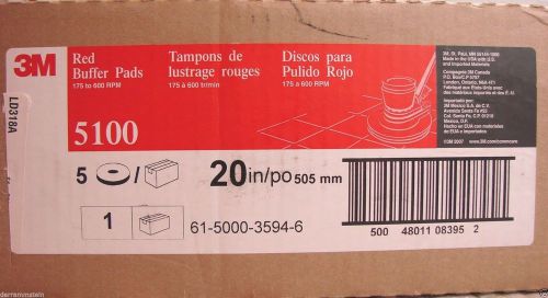 3M Red Buffer Pad 5100 20&#034; Floor Buffer Pads Machine Use CASE OF 5